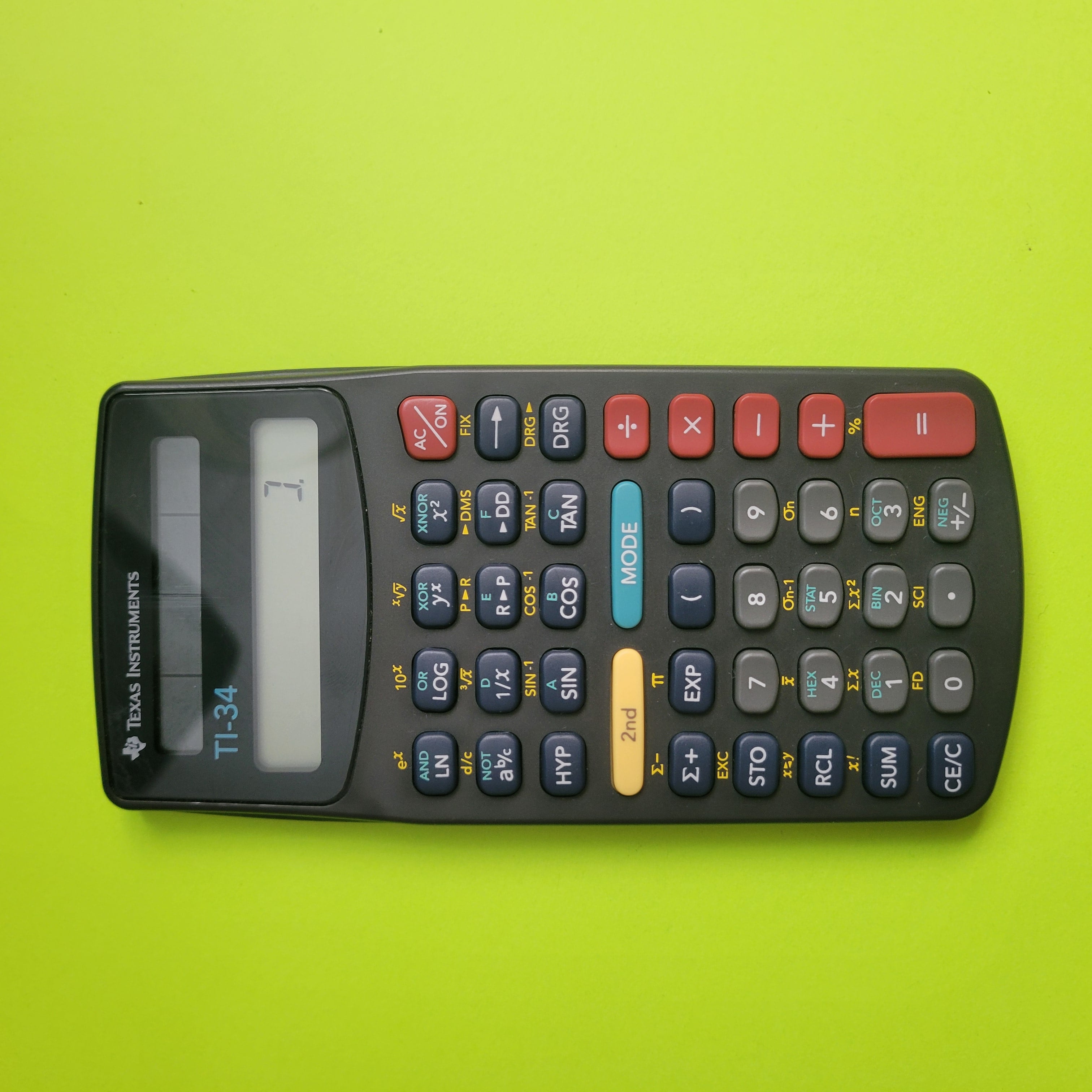 an image of a texas instruments ti-34 scientific/engineering calculator